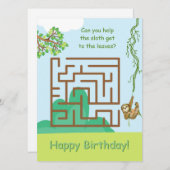 Carte Sloth et feuilles, casse-croûte (Devant / Derrière)