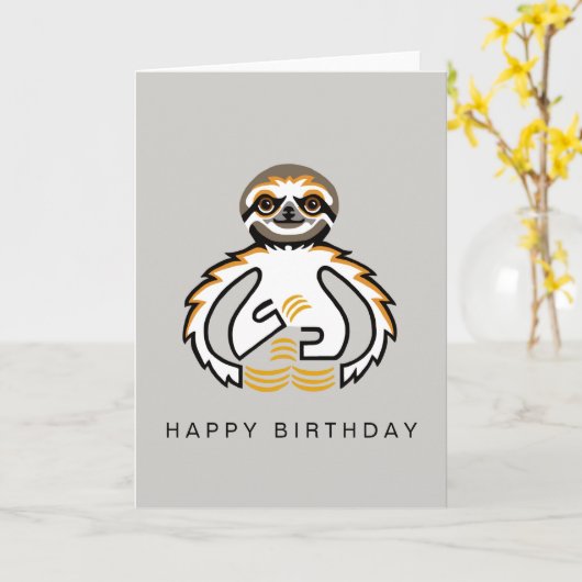 Carte SLOTH Graphique - Animaux sauvages - Nature (Fleur jaune)