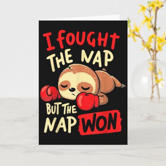 Carte Sloth I Fought The Nap But The Nap Won (Fleur jaune)