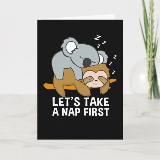 Carte Sloth Koala Dormir Tard Riser Cute (Devant)