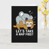 Carte Sloth Koala Dormir Tard Riser Cute (Fleur jaune)
