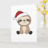 Carte Sloth Noël Neige Hiver Animaux Fentes (Fleur jaune)