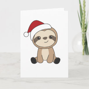 Carte Sloth Noël Neige Hiver Animaux Fentes