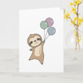 Carte Sloth S'Envole Avec Des Ballons (Fleur jaune)