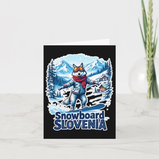 Carte Slovénie Loup De Snowboard Avec Montagnes (Devant)