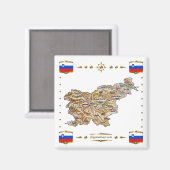 Carte Slovénie + Magnet des drapeaux (Recto/Verso)