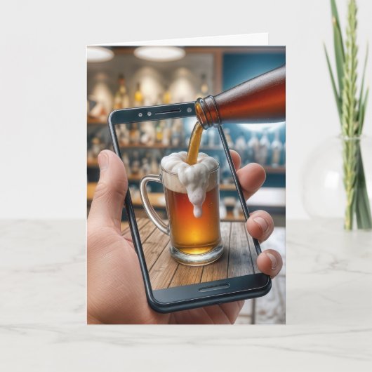 Carte Smartphone Anniversaire Avec Mug Bière (Devant)