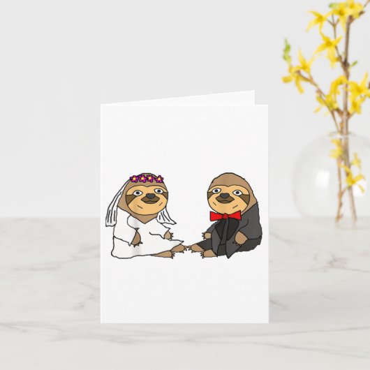 Carte Smiletodaytees Funny Sloth Mariée Et Mariage De Ch (Fleur jaune)