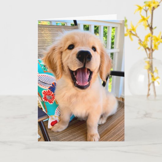 Carte Smiling Golden Retriever Chien Chien Chien Chien S (Fleur jaune)
