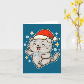 Carte Smiling Santa Cat Holiday Cheer (Fleur jaune)