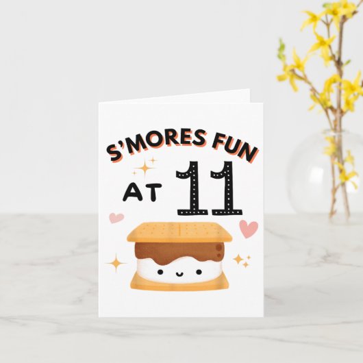 Carte Smores Fun Camping Anniversaire 11 ans Camper 11 (Fleur jaune)