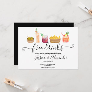 Carte Snacks modernes cocktails aquarelle enregistrer la