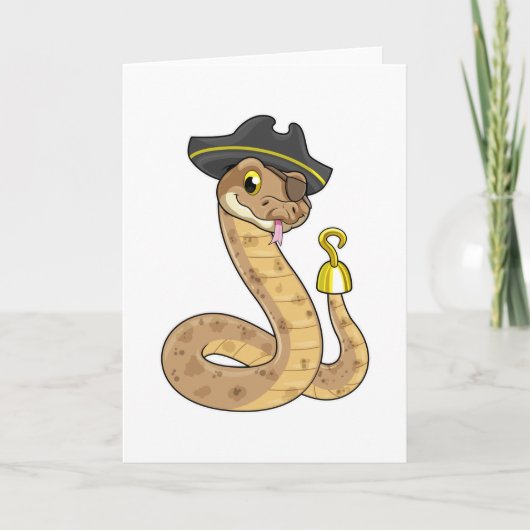 Carte Snake as Pirate with Hook Hand & Eye patch (Devant)