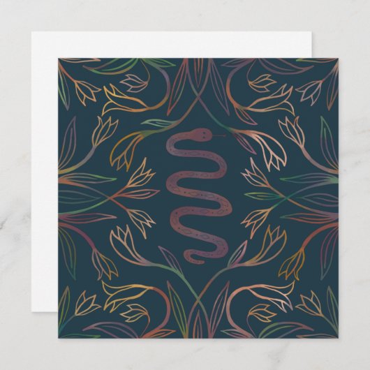 Carte Snake Vines Mystical Magic Boho Blank Card (Devant / Derrière)