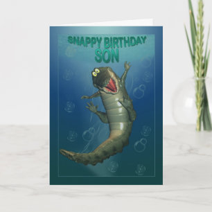 Carte Snappy Anniversaire Joyeux Crocodile Vue sous-mari