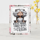 Carte Snarky Old Lady Long Day Humor (Fleur jaune)