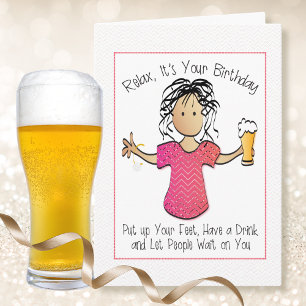 Carte Snarky Sarcastic Femme Bière Caricature Anniversai