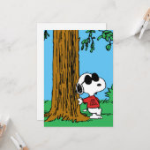 Carte Snoopy "Joe Cool" debout (Devant/Arrière en situation)