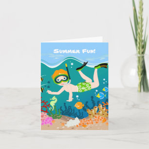 Carte Snorkeling garçon sous la mer
