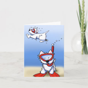 Carte Snorkeling Westies KiniArt Note Card