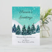 Carte Snow À feuillage persistant arbres Fêtes Salutatio (Debout devant)