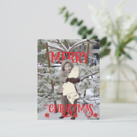 Carte Snow and Poinsettias Photos Merry Christmas (Debout devant)