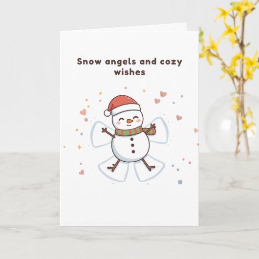 Carte Snow Angels and Cozy Wishes Cute Puchi Dōshi card (Fleur jaune)