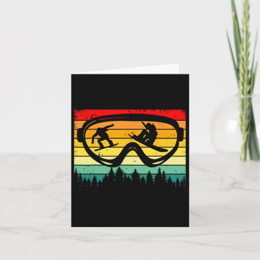 Carte Snowboard Goggles Mountain Snowboarding Retro Vaca (Devant)