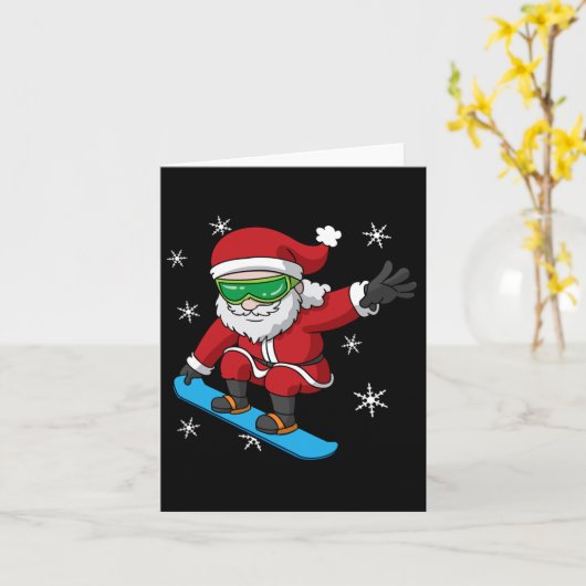 Carte Snowboard Noël Père Noël Snowboard Snowboard Snowb (Fleur jaune)
