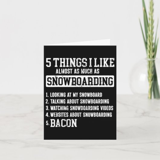 Carte Snowboard Snowboard Bacon 5 choses que j'aime Almo (Devant)