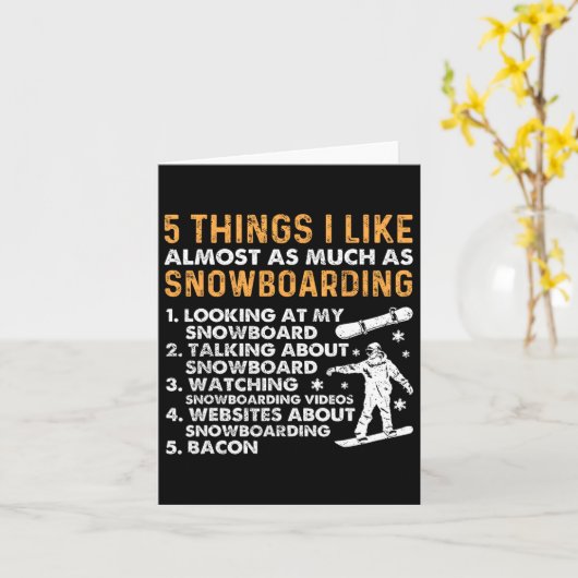 Carte Snowboard Snowboard Bacon 5 choses que j'aime Almo (Fleur jaune)