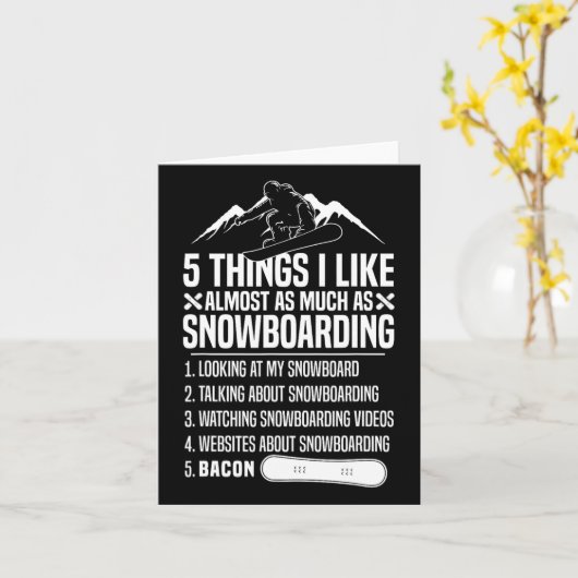 Carte Snowboard Snowboard Bacon 5 choses que j'aime Almo (Fleur jaune)