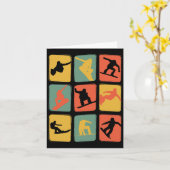 Carte Snowboard Vintage Retro Snowboard (Fleur jaune)
