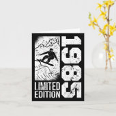 Carte Snowboarder Vintage 1985 Anniversaire Snowboard Sn (Fleur jaune)