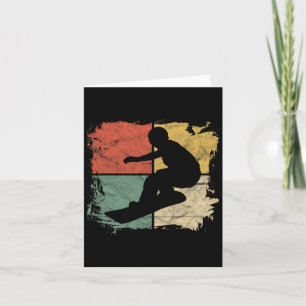 Carte Snowboardeur carré Silhouette Cadeau Retro Snowboa