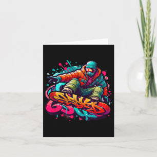 Carte Snowboardeur dynamique Art Abstrait Sports d'hiver