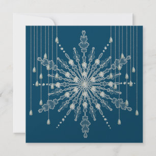 Carte Snowflake losange élégant hiver bleu gris