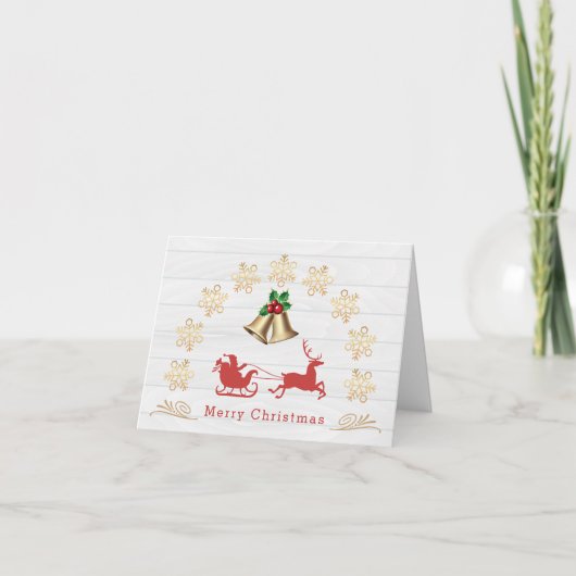 Carte Snowflakes Bells Holly Père Noël Reindeder Noël (Devant)