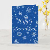 Carte Snowflakes Blue Happy Hanoukka (Fleur jaune)