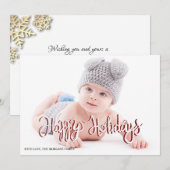 Carte Snowflakes Gold Happy Holidays Photo (Devant / Derrière)
