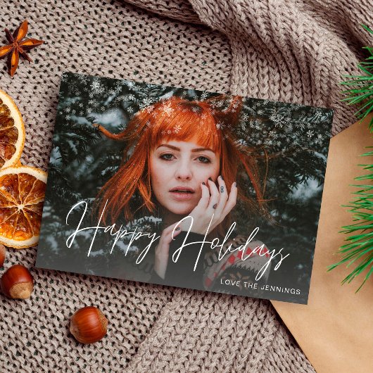 Carte Snowflakes Light & Photo (s) Holiday