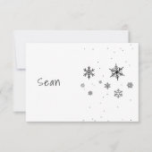 Carte Snowflakes Mountain Chalet Ski hiver noir blanc (Devant)