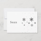 Carte Snowflakes Mountain Chalet Ski hiver noir blanc (Devant)