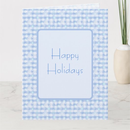 Carte Snowflakes pattern on plaid blue background  (Devant)