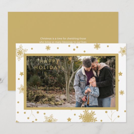 Carte Snowflakes Photo Noël Chic Simple Calligraphie (Devant / Derrière)