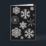 Carte Snowflakes Winter Wings Christmas Holiday Card<br><div class="desc">Mon oeuvre graphique originale est présentée sur cette carte de Noël de style amusant et nostalgique, composée de jolis flocons de neige sur un arrière - plan noir pour un art de silhouette inverse. L'intérieur de la carte indique "Envoyer des flocons de neige et des voeux d'hiver pour un Joyeux...</div>