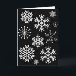 Carte Snowflakes Winter Wings Christmas Holiday Card<br><div class="desc">Mon oeuvre graphique originale est présentée sur cette carte de Noël de style amusant et nostalgique, composée de jolis flocons de neige sur un arrière - plan noir pour un art de silhouette inverse. L'intérieur de la carte indique "Envoyer des flocons de neige et des voeux d'hiver pour un Joyeux...</div>
