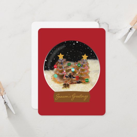 Carte Snowglobe Joyeuses Fêtes Xmas Tree (Devant/Arrière en situation)