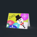Carte Snowman<br><div class="desc">Un gentleman Snowman entouré d'ornements décoratifs</div>