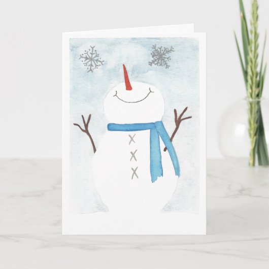 Carte Snowman admire des flocons de neige (Devant)